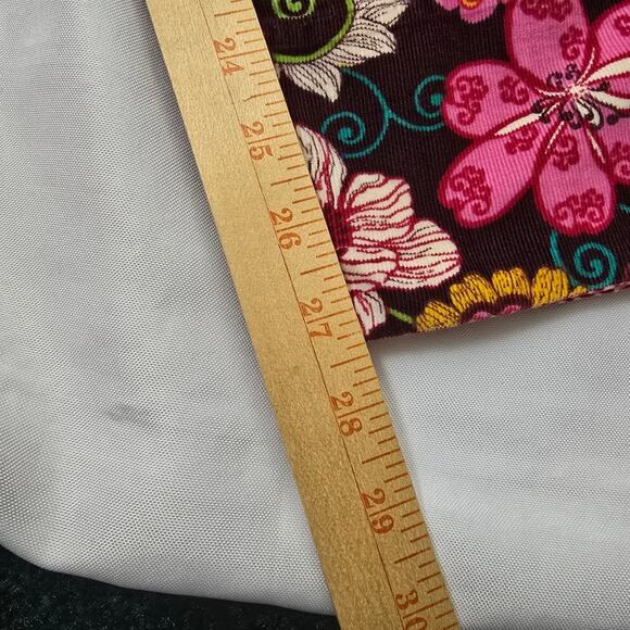 Vera Bradly Floral Corduroy Lightweight Lounge Pants Brown Pink Straight Leg M - Picture 8 of 11